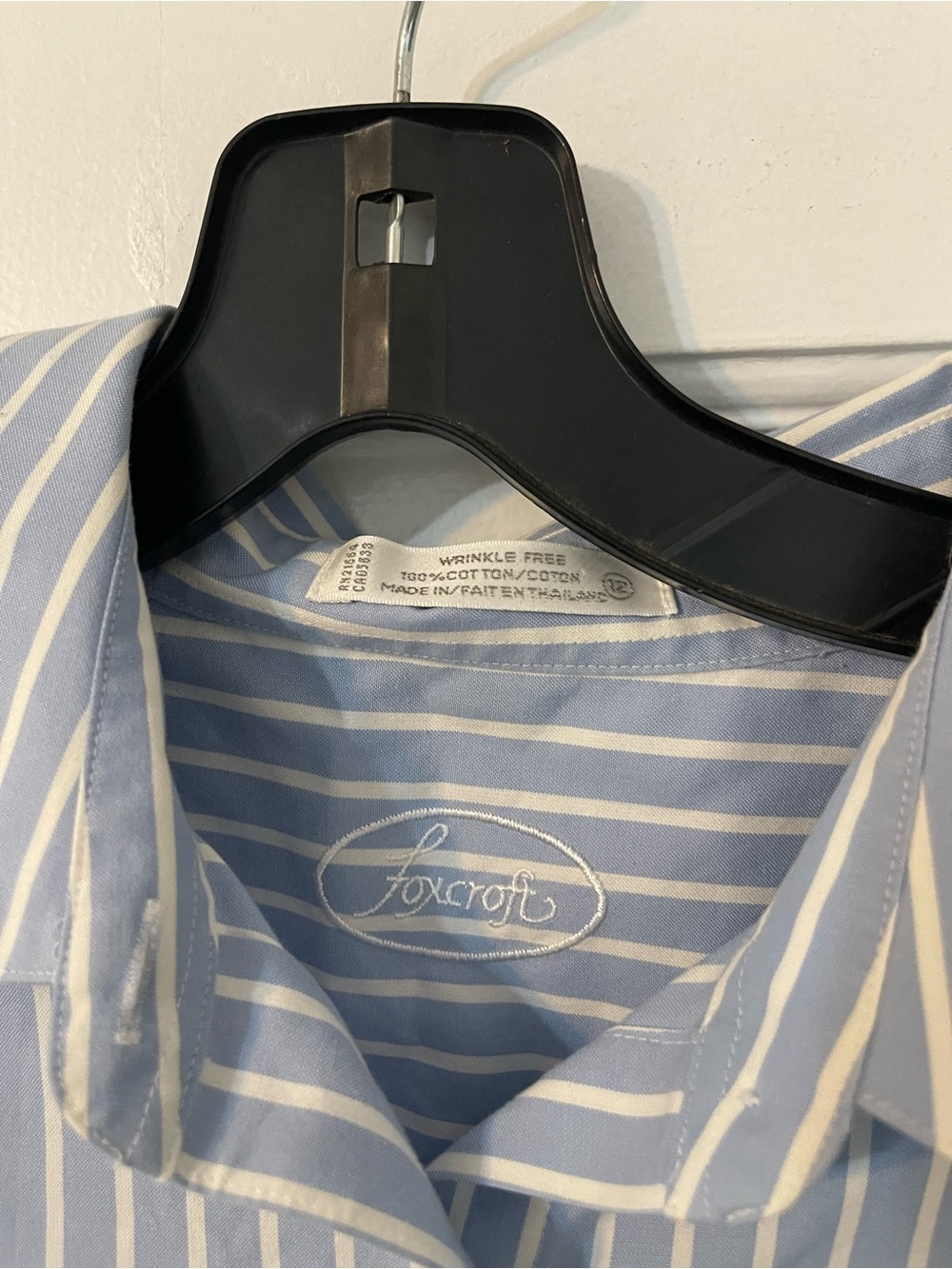 Foxcroft Jodie no iron pinpoint Blue and White Striped Button-Down Shirt - Picture 3 of 7